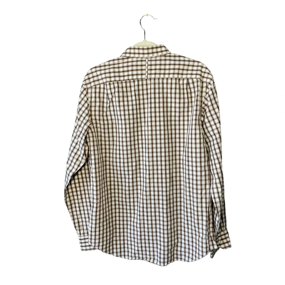 Banana Republic Shirt Mens Medium NEW Soft Wash Slim Fit Brown Plaid Long Sleeve